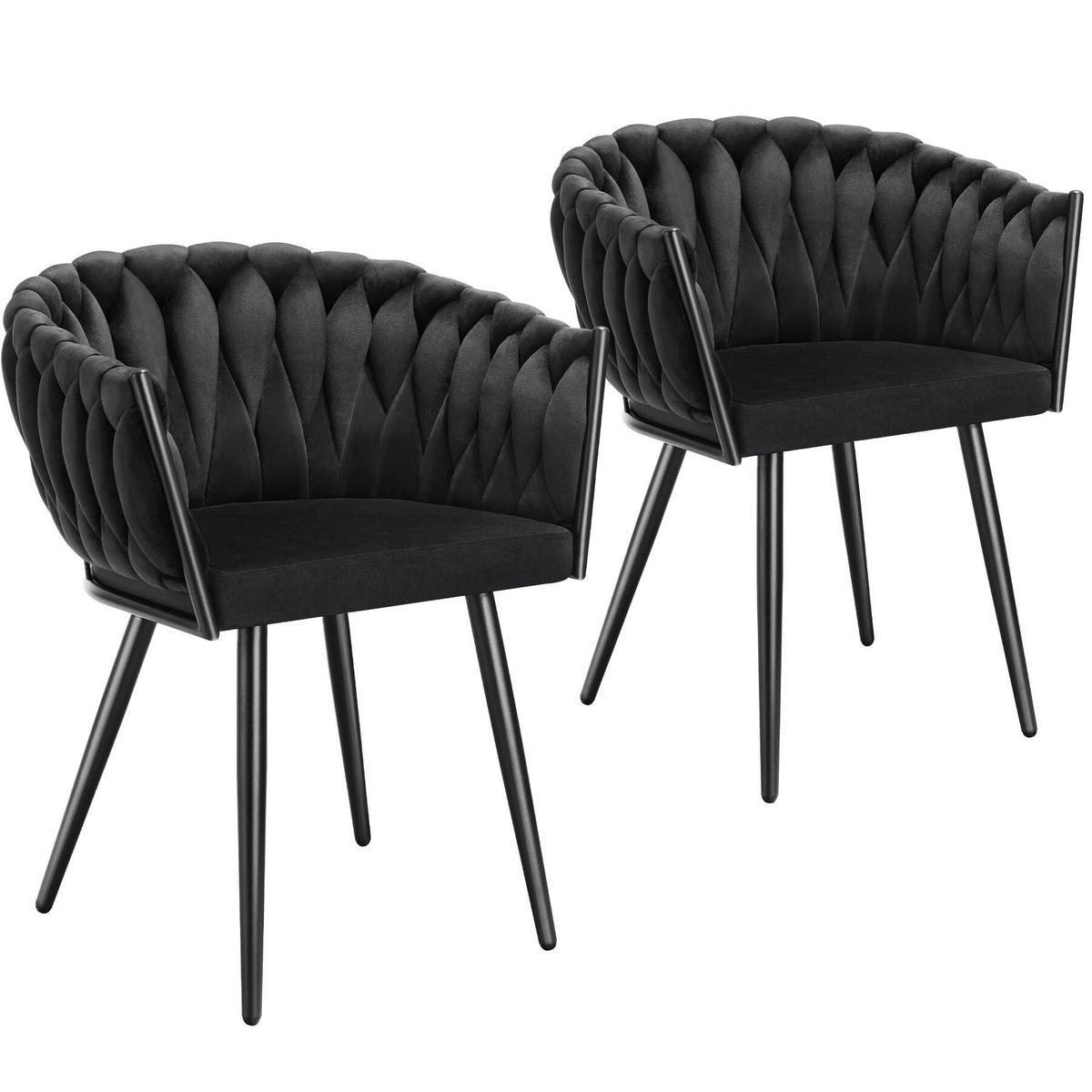 ESSZIMMERSTUHL 2er Set Astano 60 5 x 55 x 75 cm schwarz - Schwarz, Textil (60.5/75/55cm) - tectake