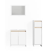 BADMÖBEL-SET Emma Weiß/Sonoma 3 Teile, mit Midischrank - Weiß/Sonoma Eiche, Holzwerkstoff (58/60/33cm) - Vicco