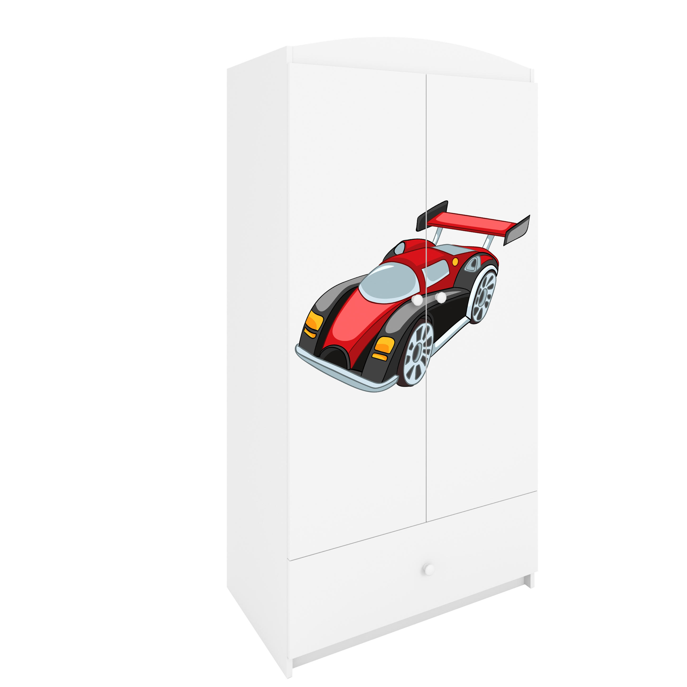 KINDERKLEIDERSCHRANK Formel 1 - Weiß, Holzwerkstoff (90/175/52cm) - RAUMHIRSCH FURNITURE