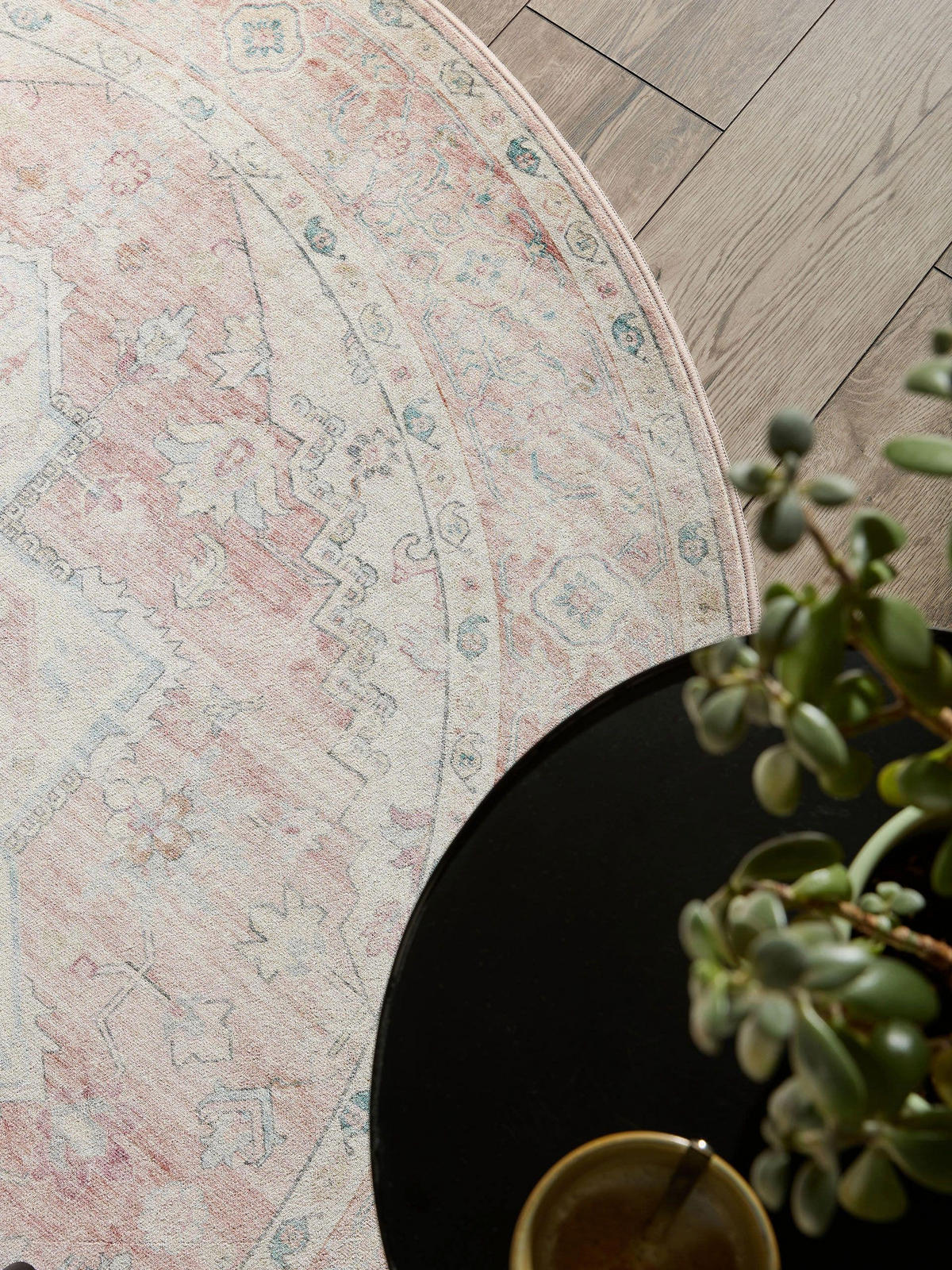 VINTAGE-TEPPICH Miray waschbar ø 160 cm rund - Rosa, Kunststoff (160/160cm) - benuta Nest