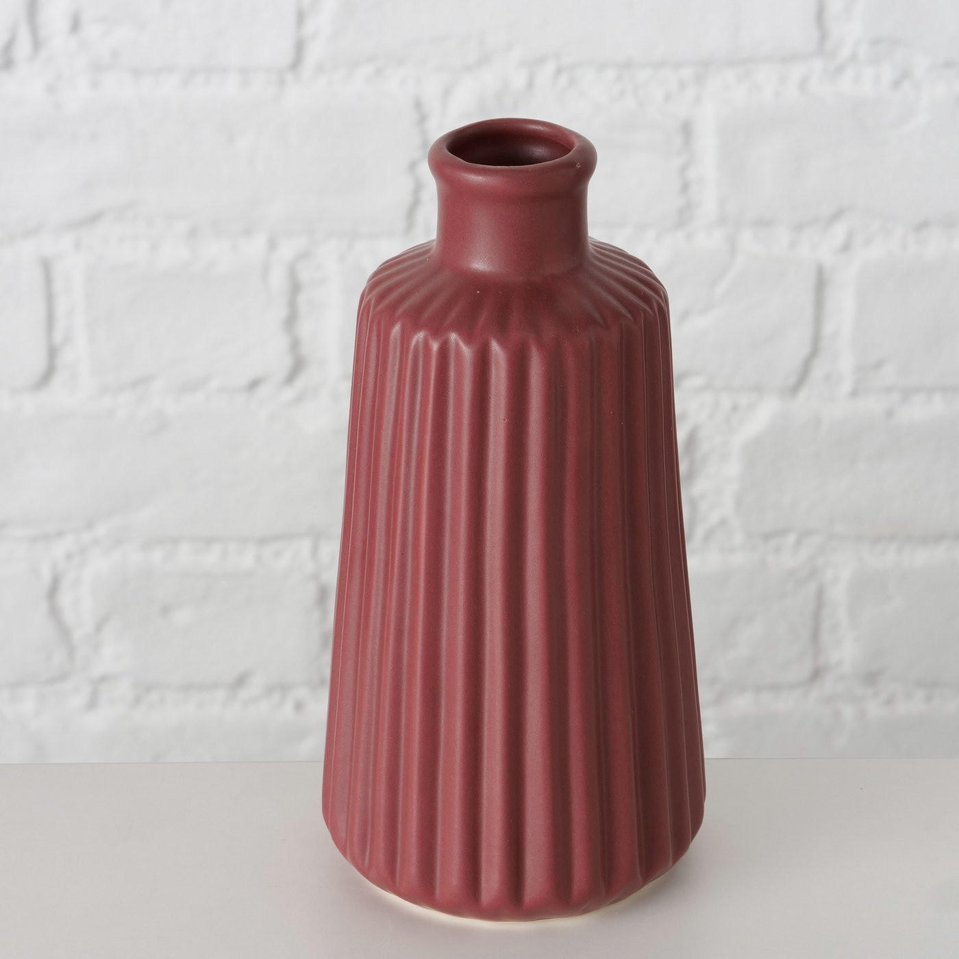 VASE Porzellan Esko 17 cm - Weinrot, Keramik (17cm) - Boltze Home