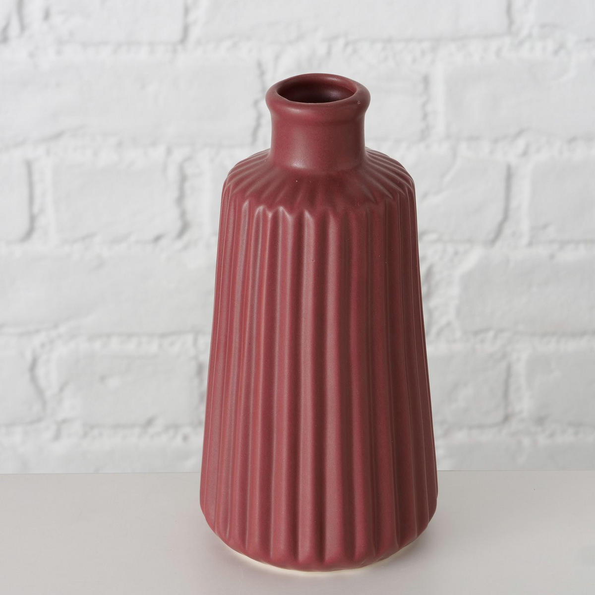 VASE Porzellan Esko 17 cm - Weinrot, Keramik (17cm) - Boltze Home