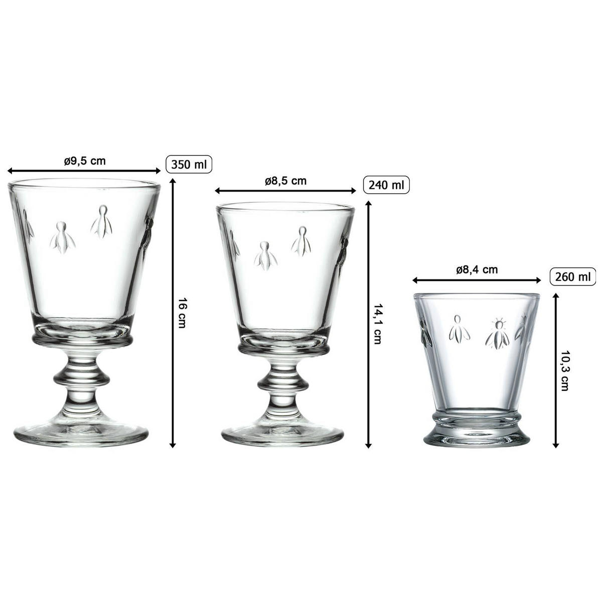 WEIN- UND WASSERGLÄSERSET Biene Abeille transparent 18er Set - Transparent, Glas - La Rochère