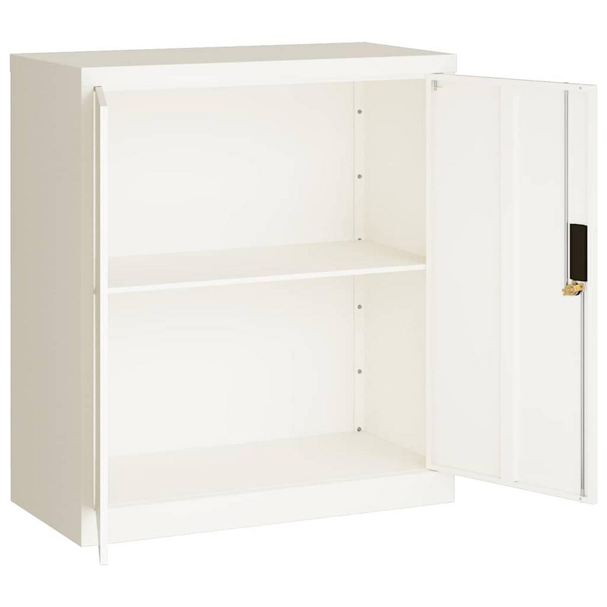 AKTENSCHRANK WEISS 79X40X90 CM STAHL - Schwarz/Weiß, Metall (40/90/79cm) - vidaXL