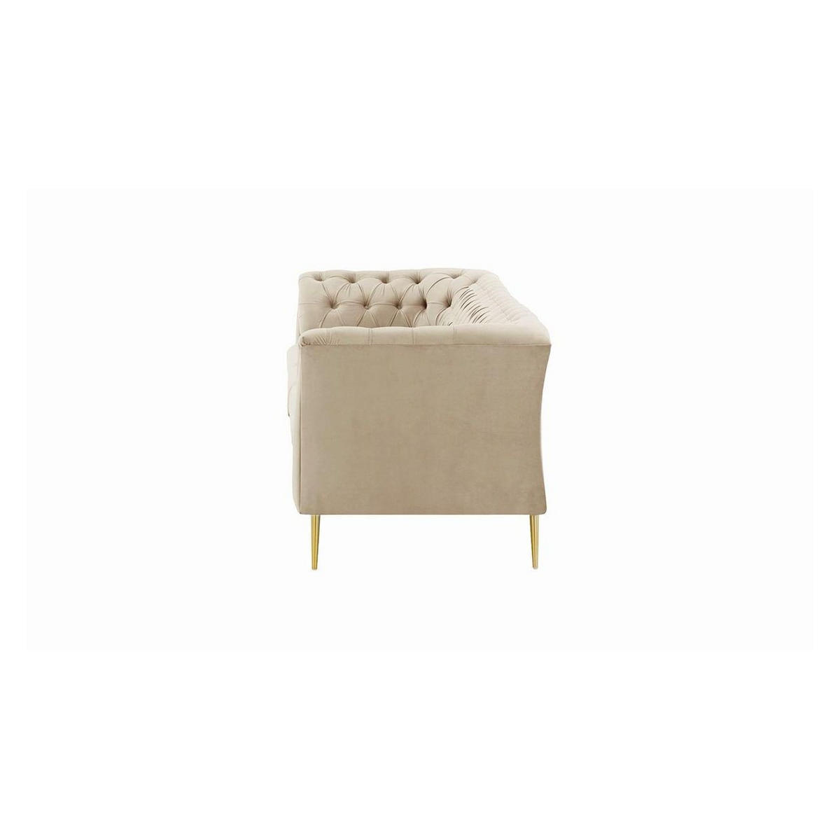 DREISITZER-SOFA Chesterfield Modern-Velluto 2 - Creme, Holz/Textil (248/74/80cm)