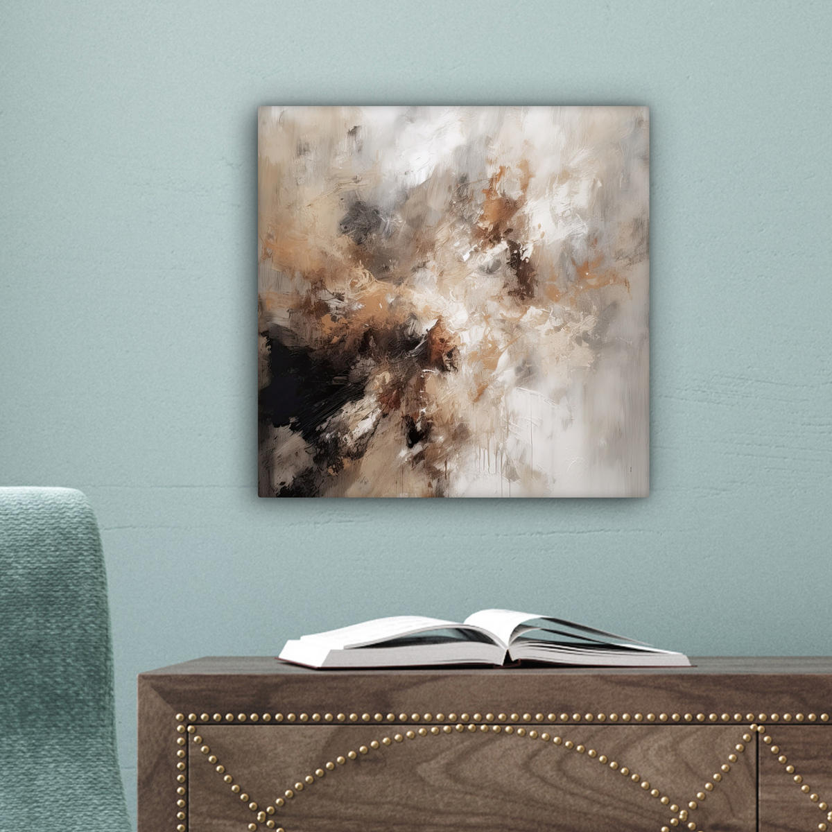 LEINWANDBILD - Farbe - Abstrakt - Beige - Kunst - 20x20 - Wandbilder - Greige, Textil (20/20cm) - MuchoWow