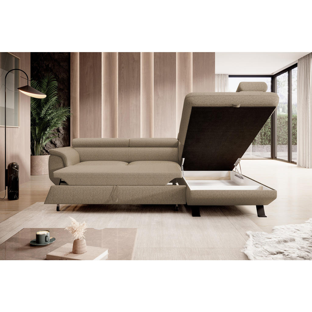 Thumbnail - DomoHome Ecksofa, Cappuccino, Textil, Rechteckig, 256x198 cm, Wohnzimmer, Sofas & Couches, Wohnlandschaften, Ecksofas