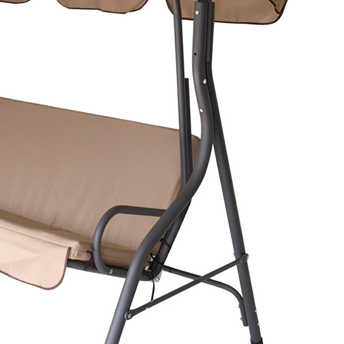 HOLLYWOODSCHAUKEL Florenz, 3-Sitzer, 170 cm, Farbe: creme / grau - Braun, Metall (170/153/110cm) - TPFGarden
