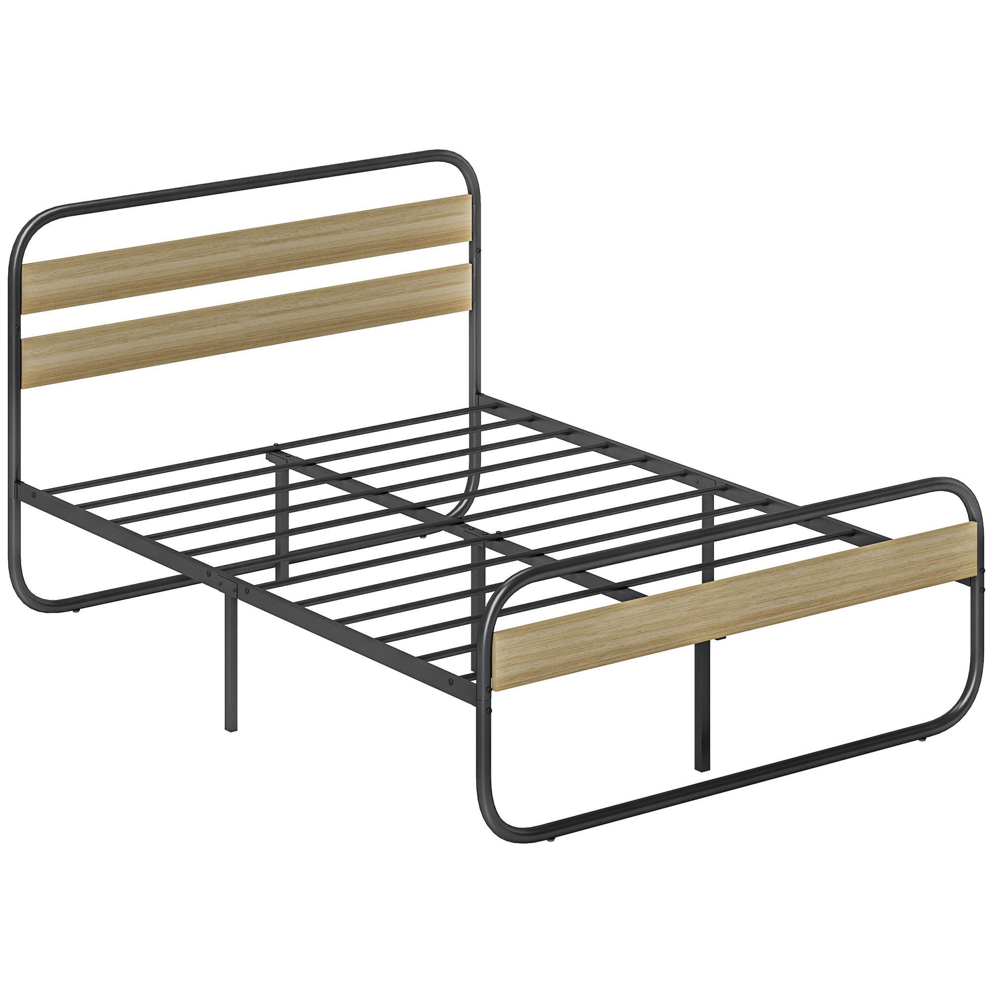 BETT 140x190 cm DE-14574 mit Kopfteil & Lattenrost Holzoptik - Eichefarben, Metall (140/190cm) - ComfortXL