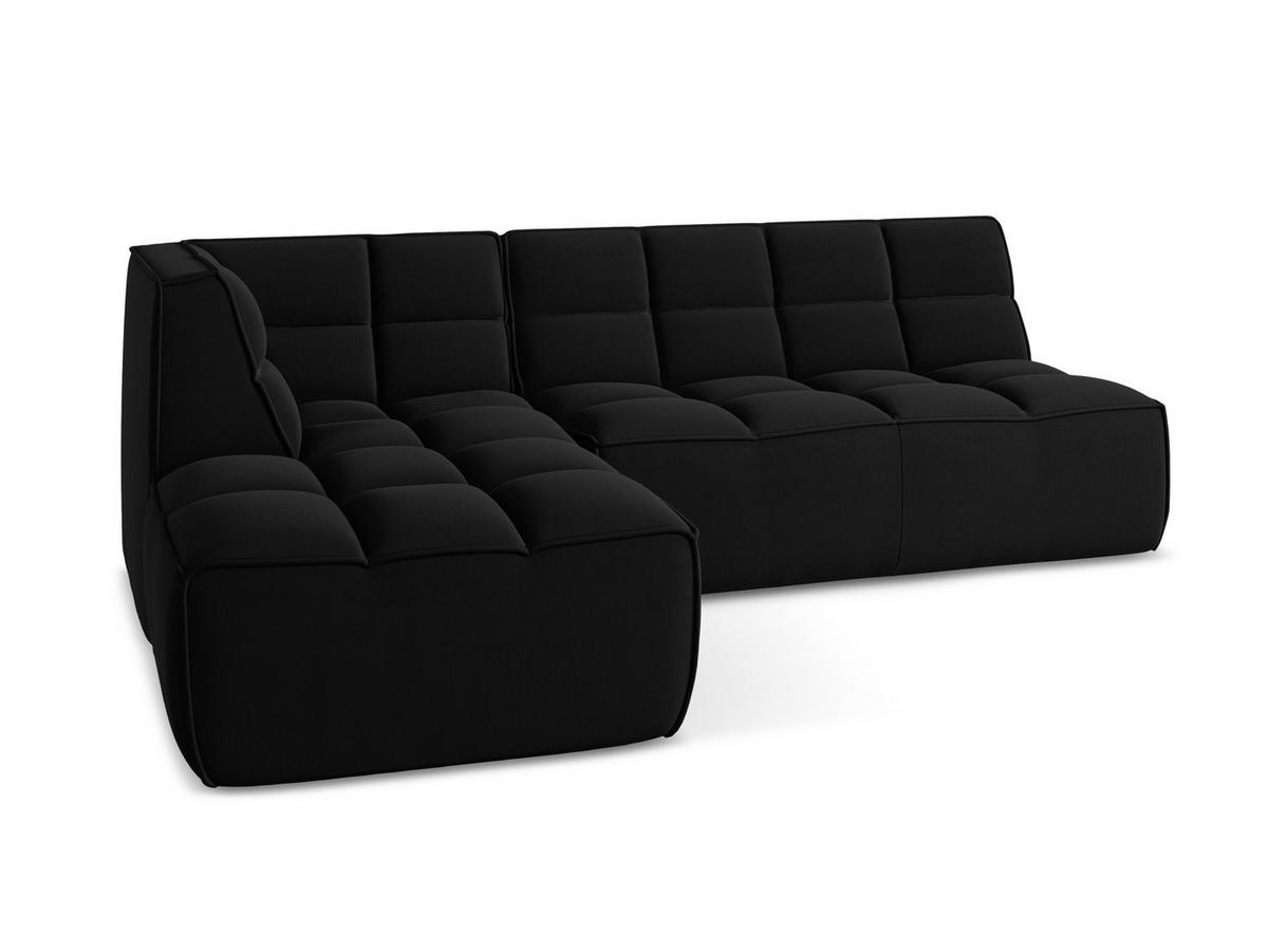 ECKSOFA Beidseitig Samt Stoff Schwarz - Schwarz, Kunststoff/Textil (258/178cm) - Makamii