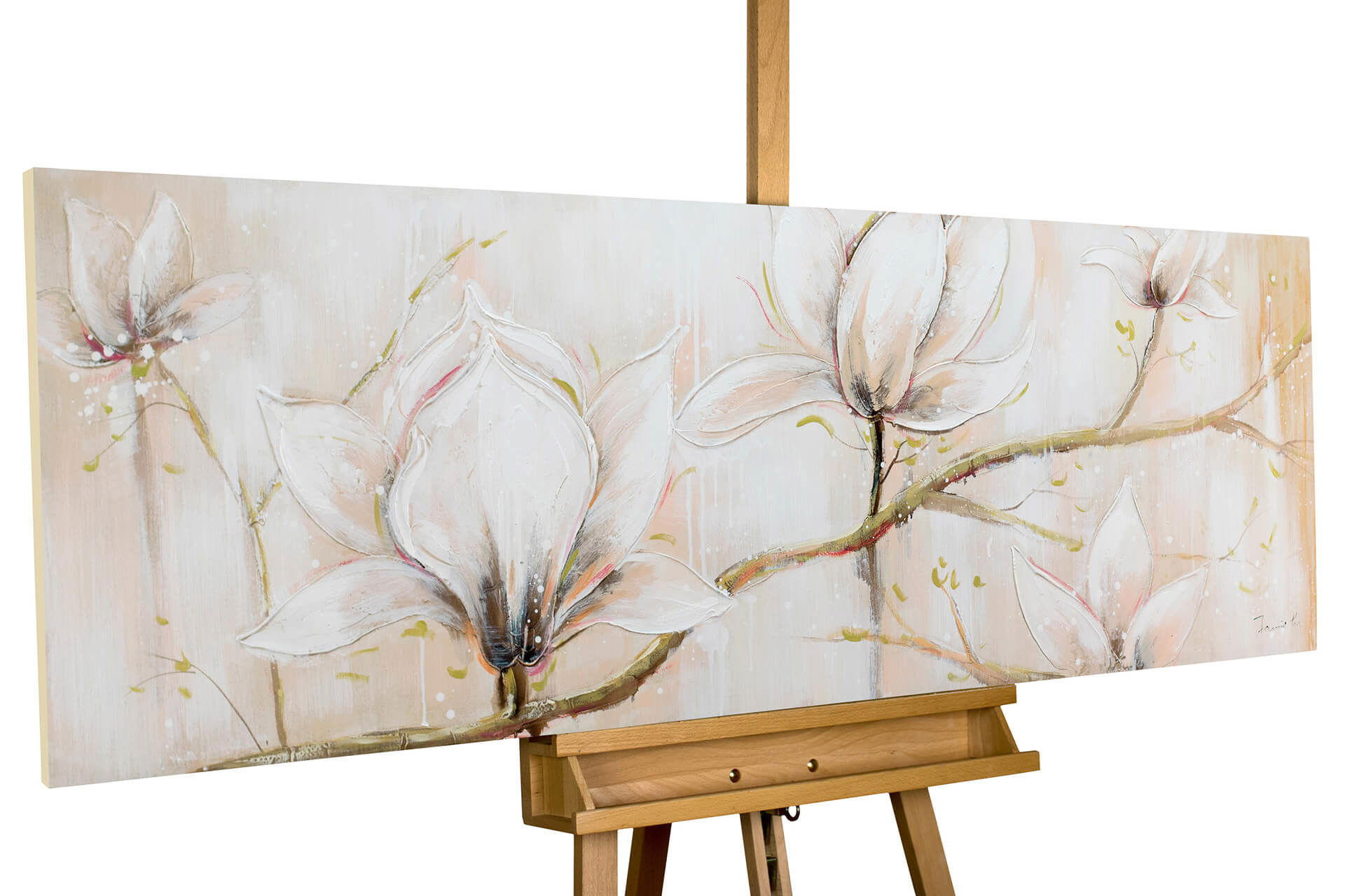 ÖLGEMÄLDE 150/50 cm - Beige/Weiß, Holz/Textil (2/50cm) - KUNSTLOFT