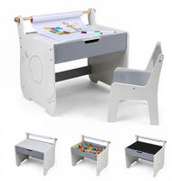 KINDERTISCH mit Stuhl grau(2-tlg) - Grau, Holzwerkstoff (61.5/59/47cm) - COSTWAY