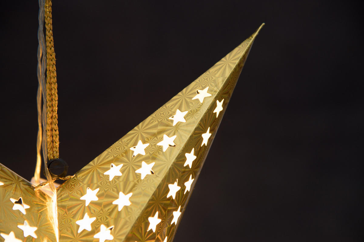 PAPIERSTERN LED 43 cm batteriebetrieben - Goldfarben, Papier (43/18/43cm)