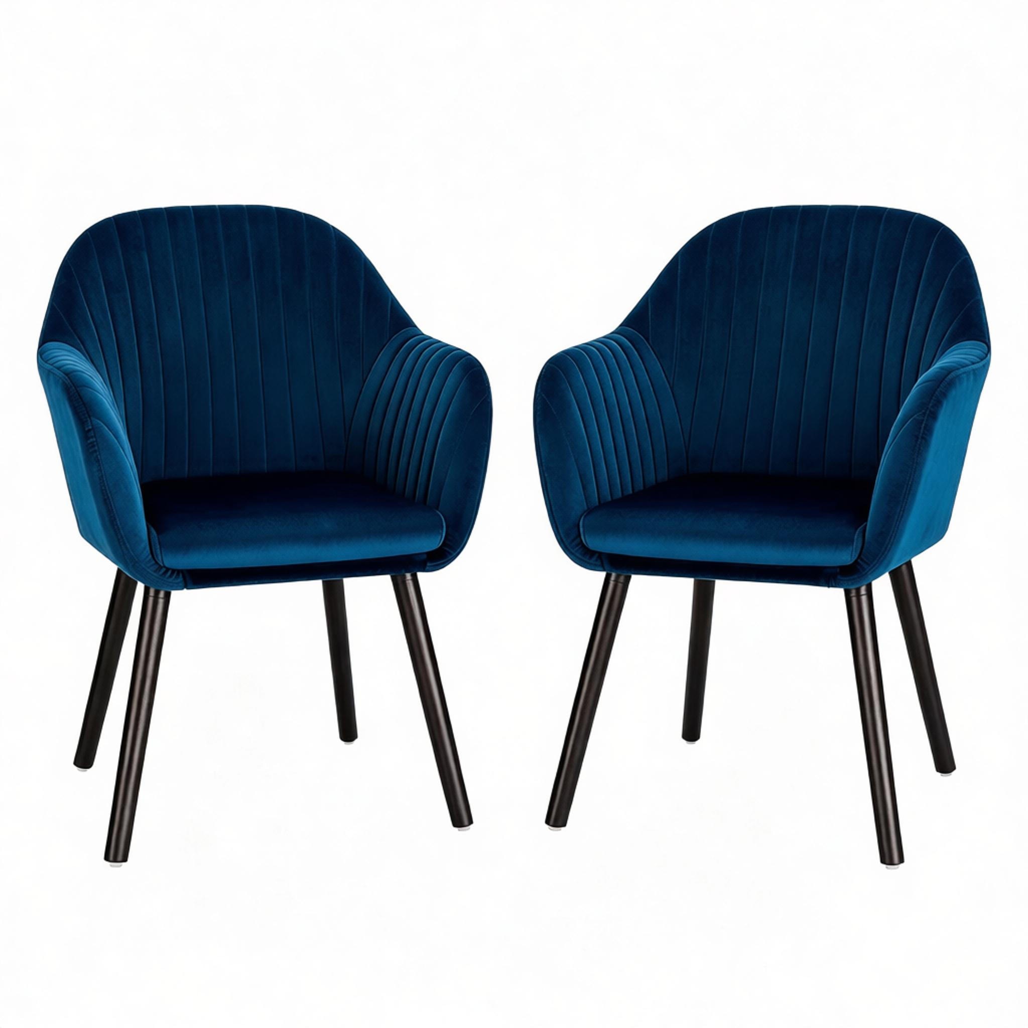 ARMLEHNSTUHL-SET DE-36230 2 Stück mit Holzbeinen Blau - Blau, Metall (50/81/42cm) - ComfortXL