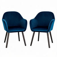 ARMLEHNSTUHL-SET DE-36230 2 Stück mit Holzbeinen Blau - Blau, Metall (50/81/42cm) - ComfortXL