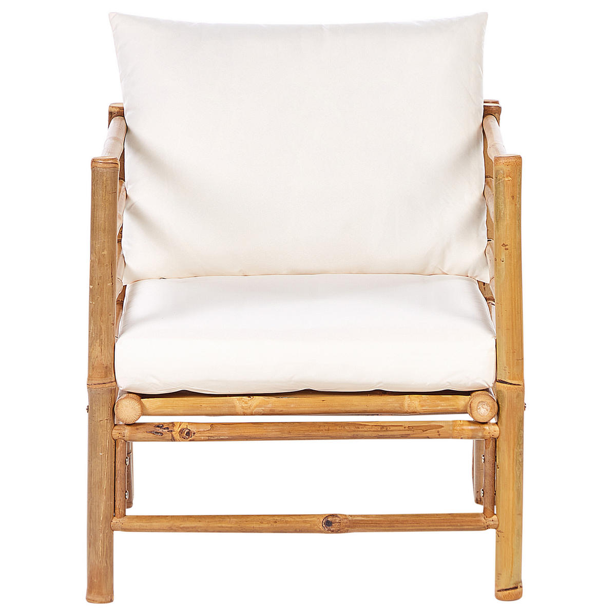 LOUNGE SET 4-Sitzer Bambusholz hellbraun 3-teilig Auflagen cremeweiß Cerreto - Creme, Holz - Beliani