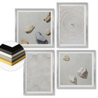 WANDBILDER 4er Set - 50x50 cm & 40x60 cm Silberner Rahmen - Geometrische Pappsteine - Silberfarben, Kunststoff (50/50cm) - ArtPrintCave