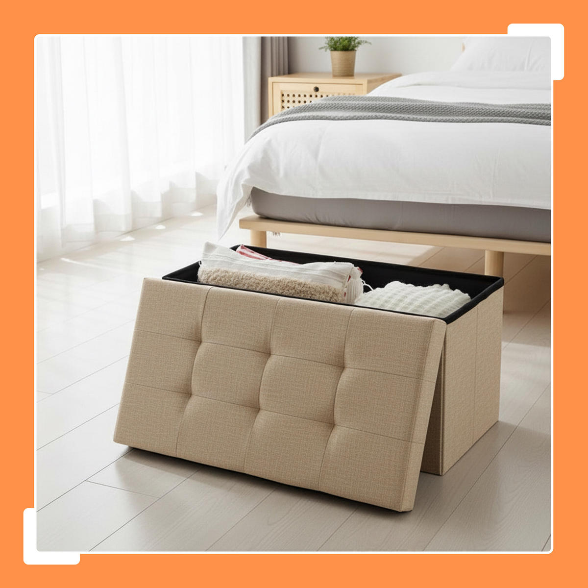 SITZBANK - Beige, Holzwerkstoff/Textil (76/38/38cm) - Relaxdays