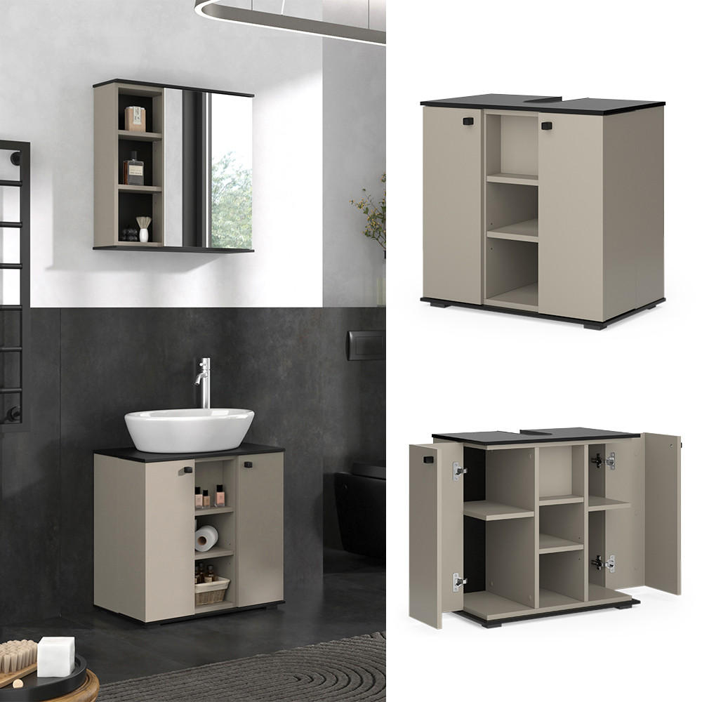 WASCHBECKENUNTERSCHRANK Joli Greige 60 x 59 cm mit 2 Türen - Greige, Holzwerkstoff (60/59/37cm) - Vicco