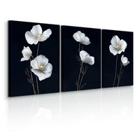 LEINWANDBILDER 3-es Set Feldblumen Natur - Beige/Schwarz, Textil (90/40cm) - Muralo