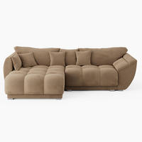 ECKSOFA LARGO Links Beige Velours-Stoff L-Form Couch mit Schlaffunktion & Bettkasten - Beige/Schwarz, Holz (180/285cm) - Barchello