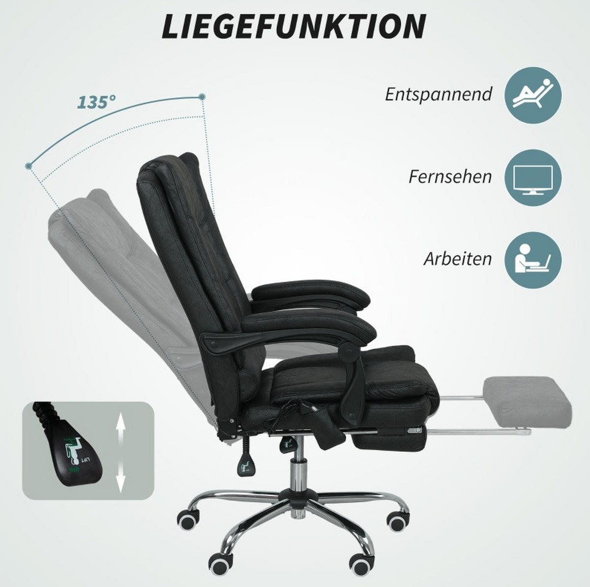 GAMINGSTUHL 64/110-118/70 cm Schwarz aus Polyester mit Massagefunktion - Schwarz, Kunststoff (70/118/64cm) - OKMYHOME
