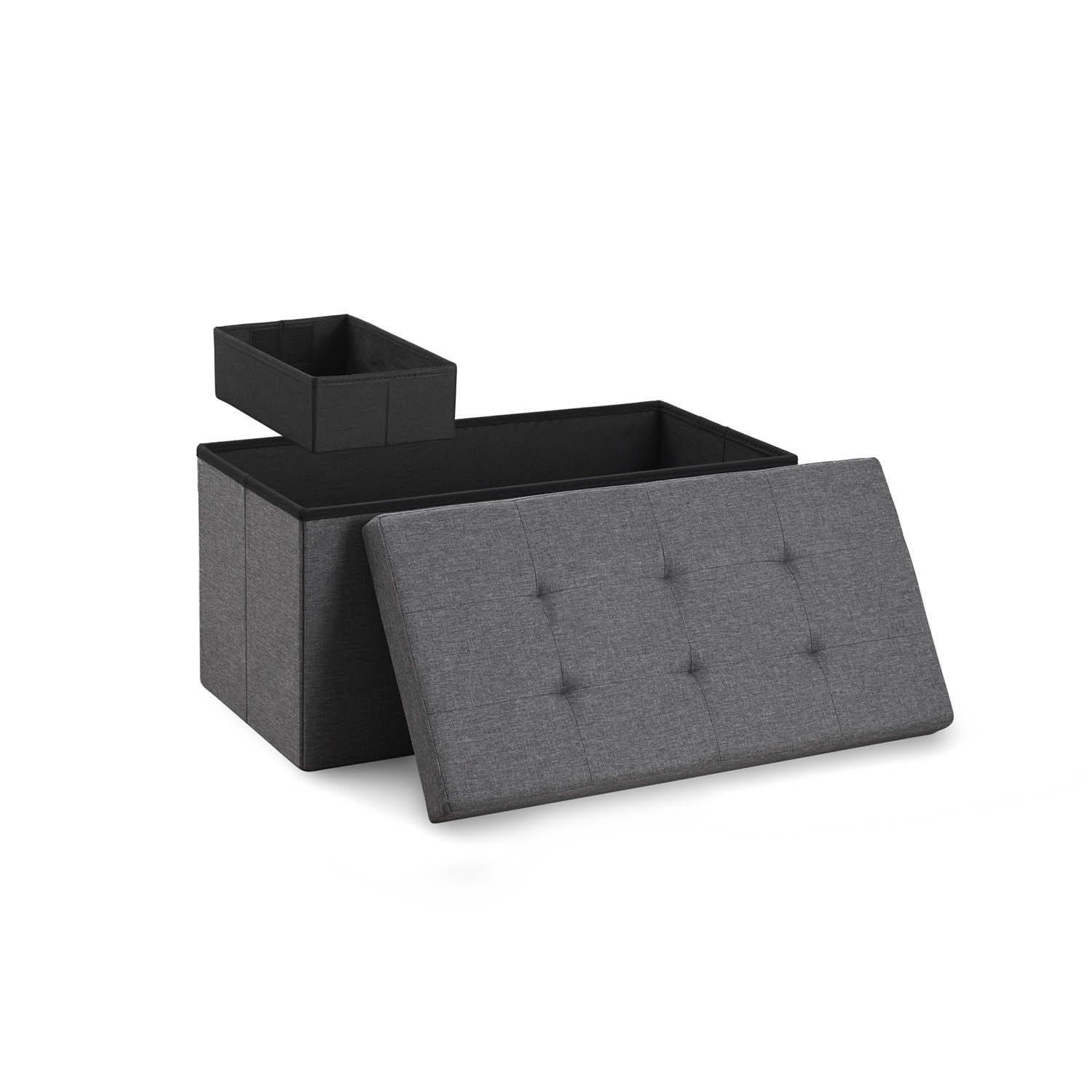 SITZBANK 76/38/38 cm + extra Box, Dunkelgrau - Dunkelgrau, Kunststoff (38/38/76cm) - Blumtal