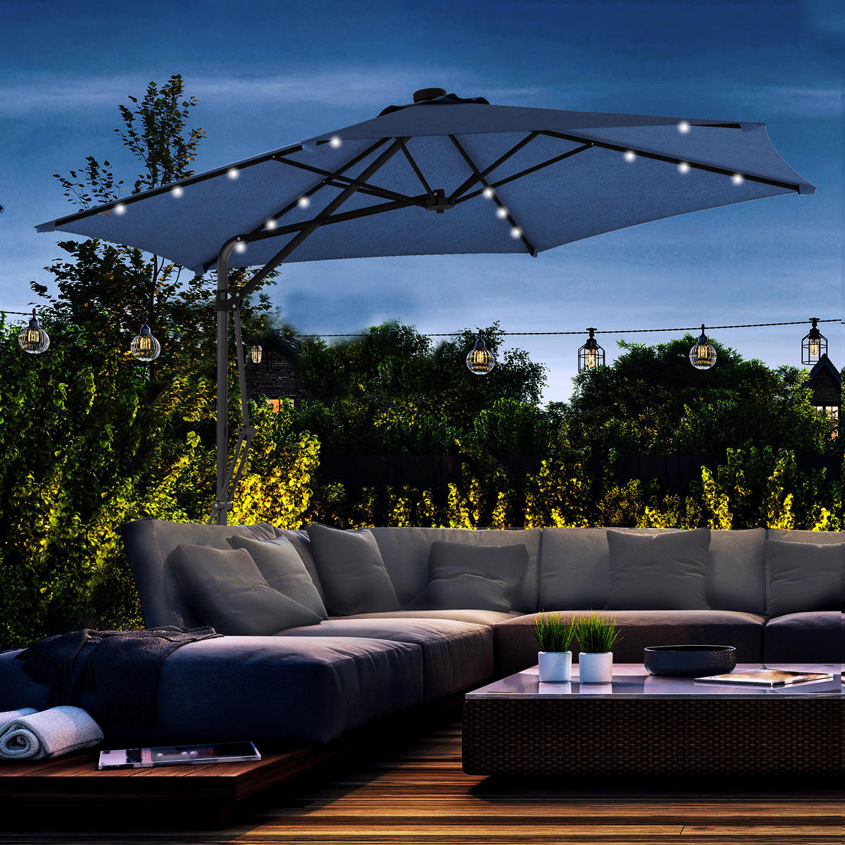 SONNENSCHIRM, Stahl, Polyesterstoff, Blau - Blau, Metall (290/290cm) - Outsunny