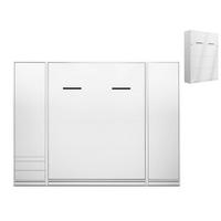 SCHRANKBETT vertikal GN 160x200 mit 2 Schränken & LED-Beleuchtung - Weiß hochglanz - 3-tlg. - Weiß Hochglanz/Schwarz, Holz/Holzwerkstoff (160/200cm) - QMM TraumMöbel