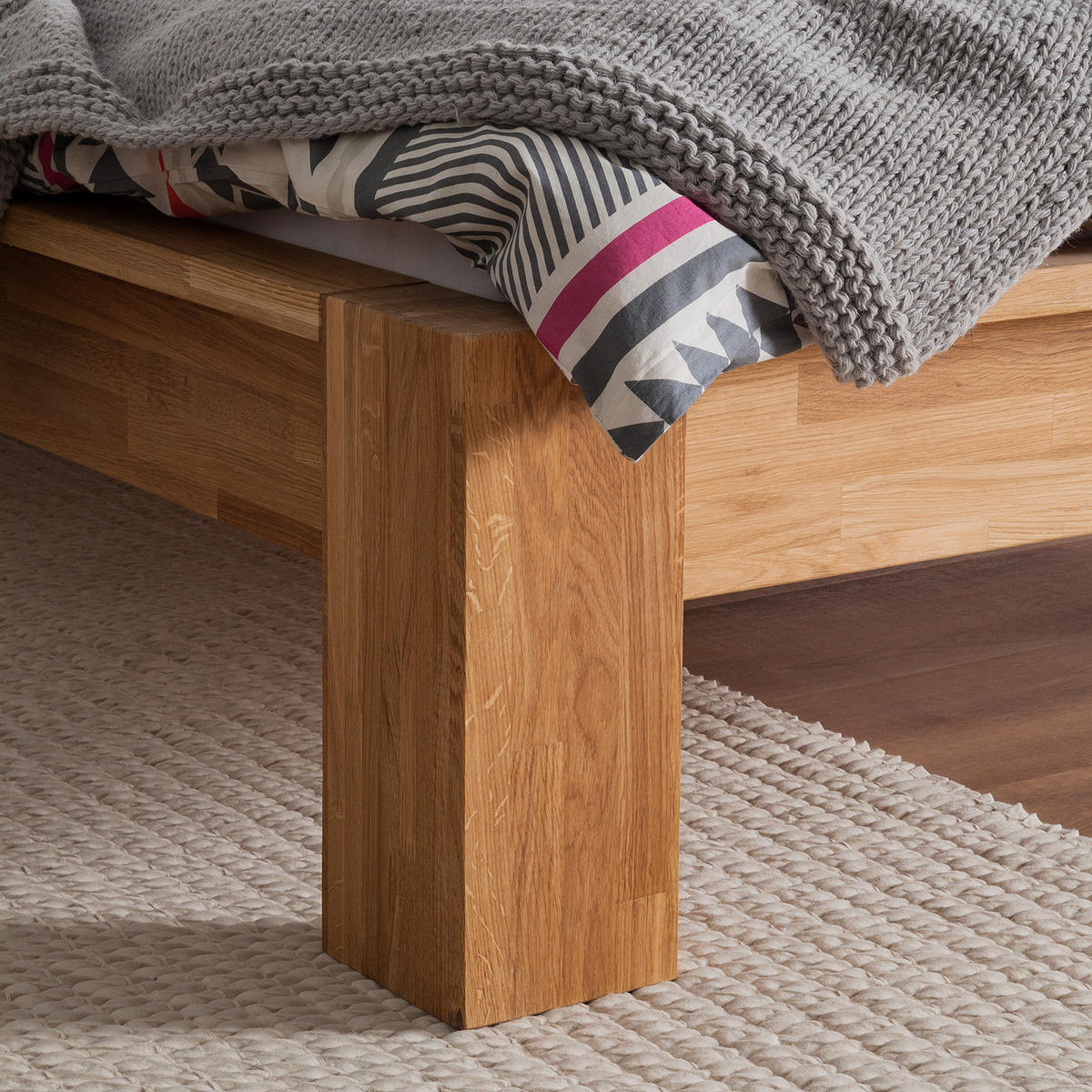 BETTGESTELL - Massivholz - Eichefarben, Holz (160/200cm) - home24