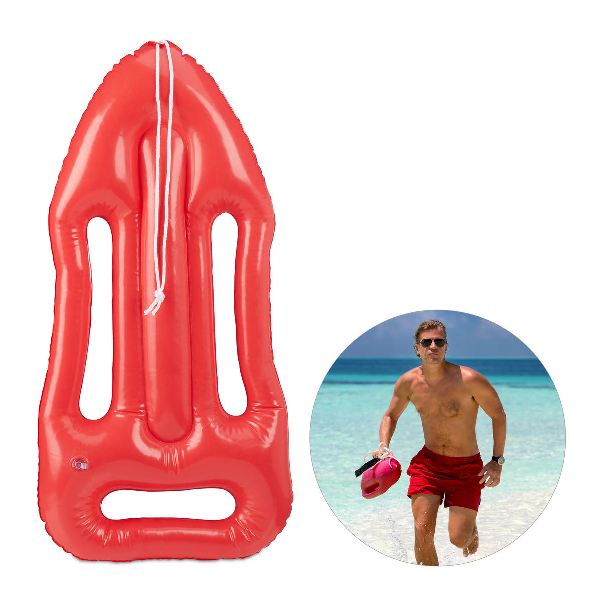 NAFUKOVACÍ záchranná bóje - červená, plast (64/30/7cm) - Relaxdays