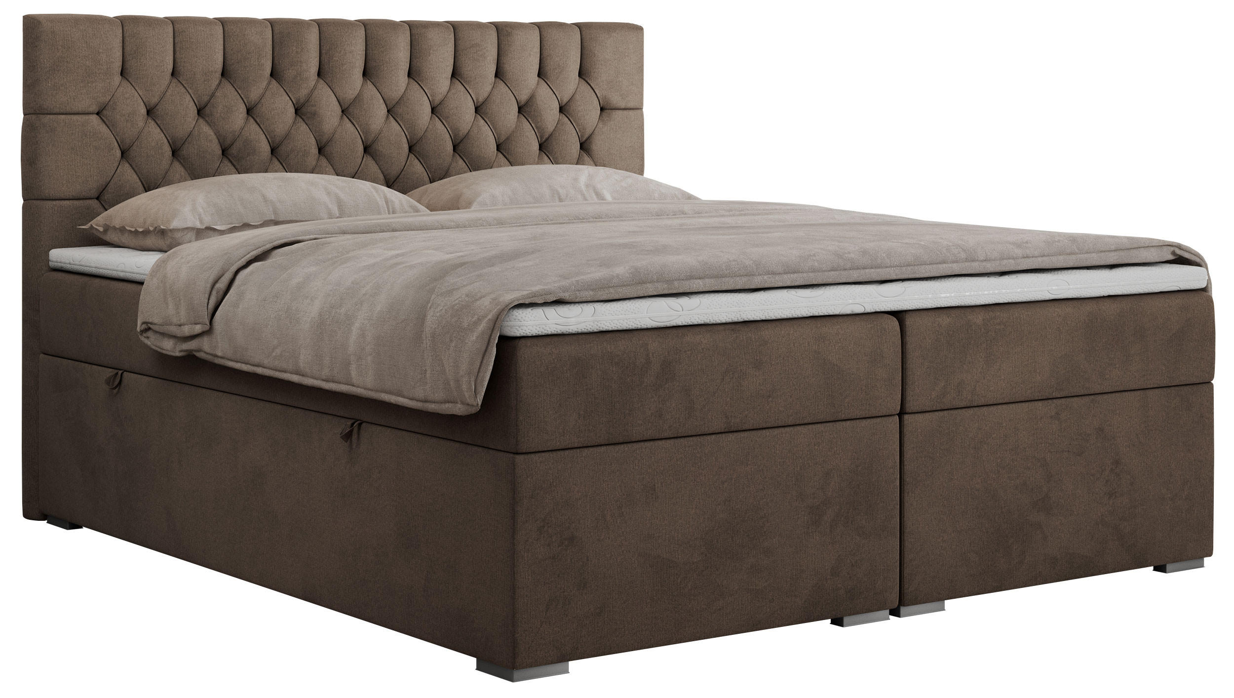 BOXBETT PERA 140/200 Braun Velvet - H3 - Braun, Holz/Textil (140/200cm) - MKS