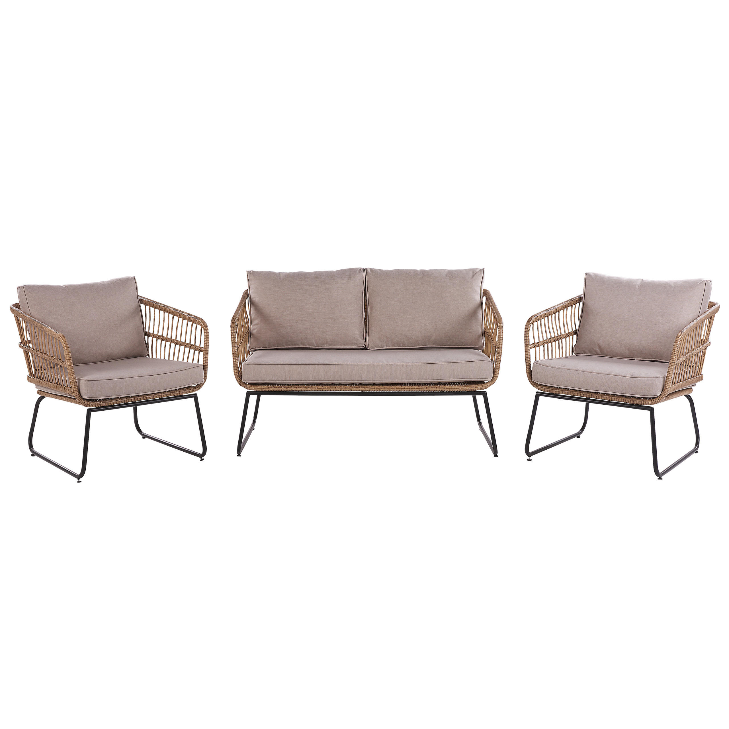 GARTENMÖBEL-SET 4-Sitzer Rattan Beige Ravello - Beige, Kunststoff - Beliani