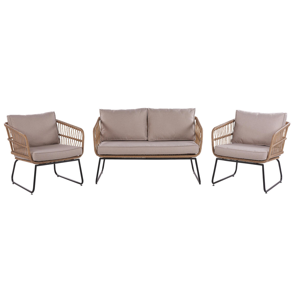 GARTENMÖBEL-SET 4-Sitzer Rattan Beige Ravello - Beige, Kunststoff - Beliani