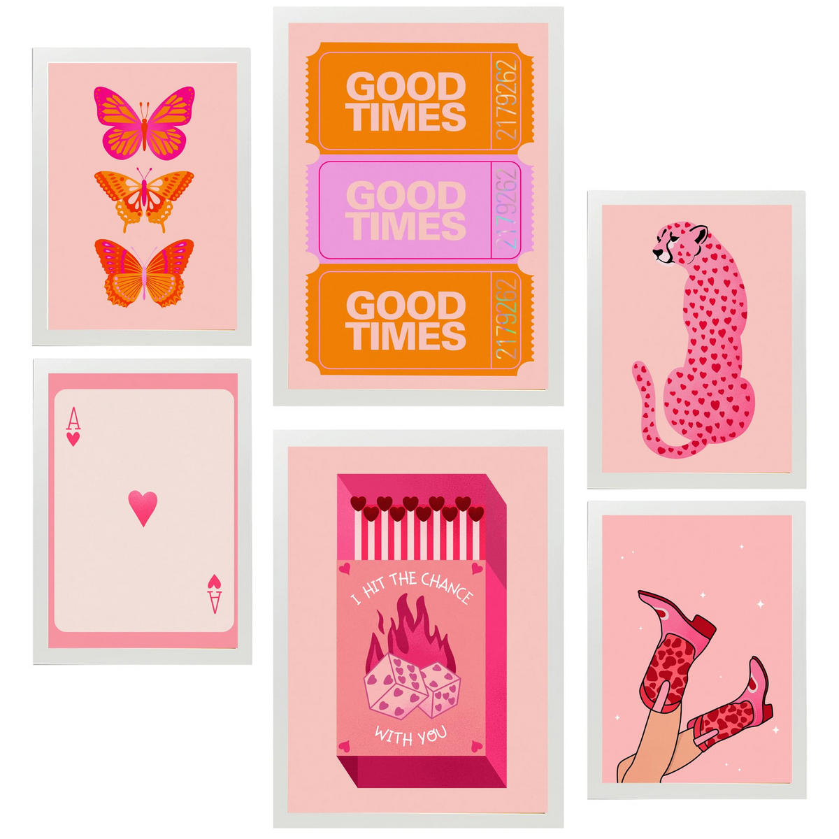 POSTER Set Mit 6 Moderner Jugendkunst A3 & A4 Weißer Rahmen - Weiß, Papier (29/3cm) - Nacnic