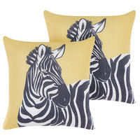 DEKOKISSEN 2er-Set Gelb 45/10 cm Manketti - Gelb, Textil (45/45cm) - Beliani