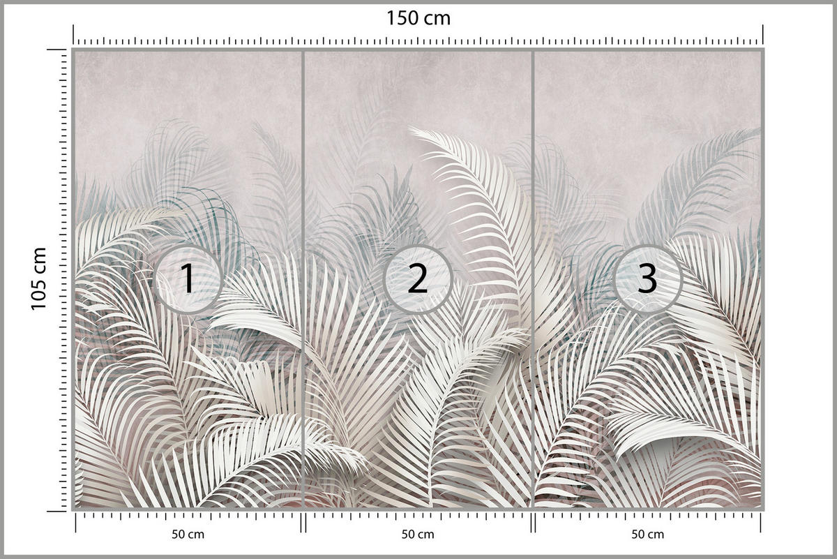 FOTOTAPETE für Schlafzimmer Tropische Blätter Palmenblätter Delikat 150x105 - Beige/Braun, Papier (150/105cm) - Muralo