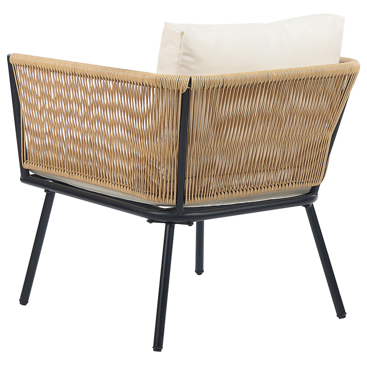 BALKONSET 2-Sitzer Rattan natürlich Auflagen hellbeige Gargano - Beige/Naturfarben, Kunststoff/Textil - Beliani