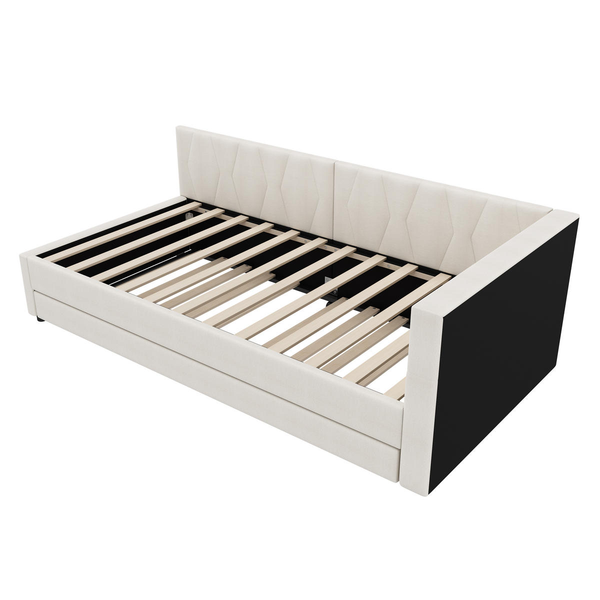 POLSTERBETT 90/200 cm beige mit USB- und Type-C-Anschlüssen und LED-Beleuchtung - Beige, Textil (90/200cm) - OKWISH