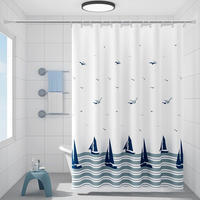 DUSCHVORHANG Ozean Polyester schimmelresistent wasserdicht waschbar für Badewanne Duschkabine - Weiß, Textil (180/200cm) - MCBOSON