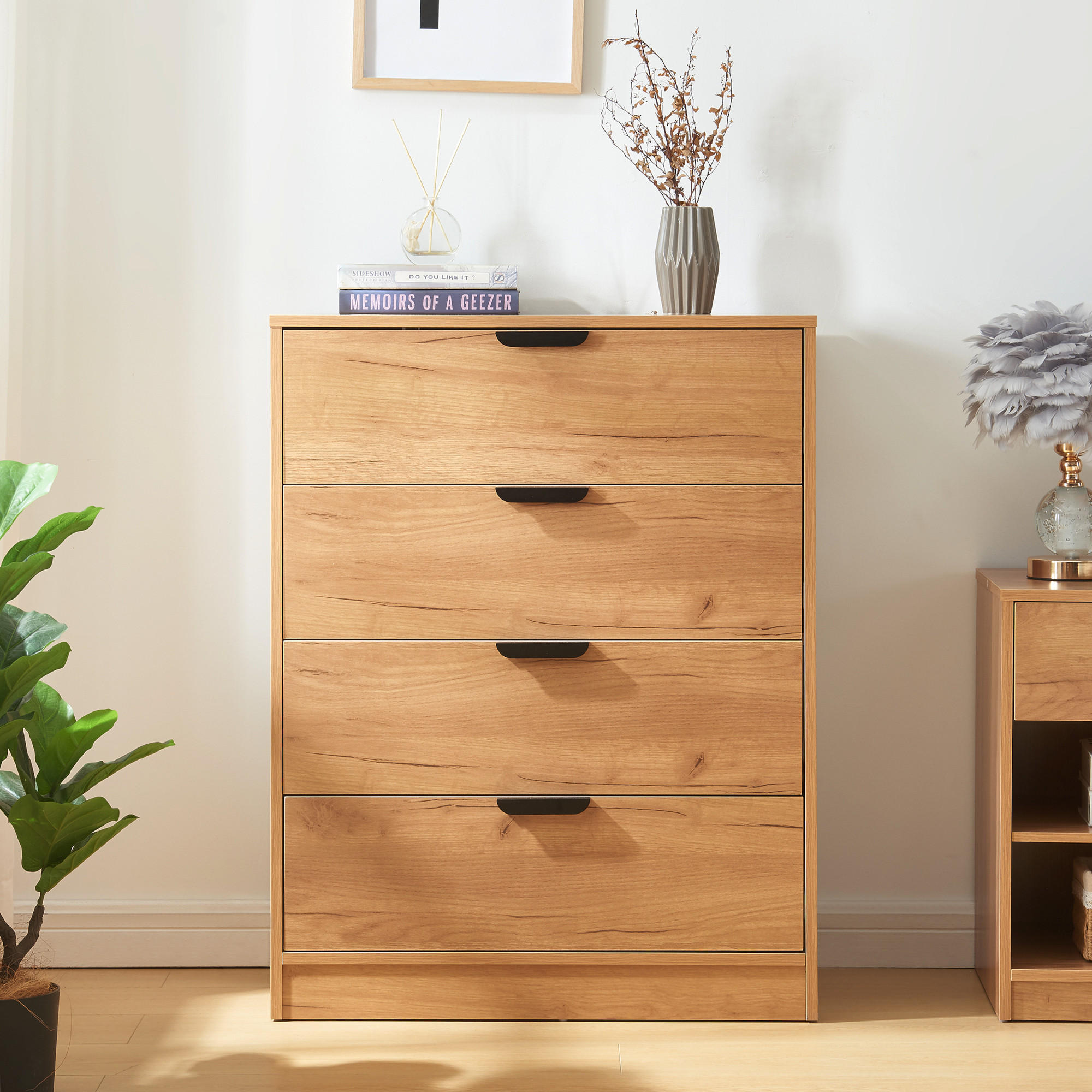 KOMMODE Varkaus - Eichefarben, Holzwerkstoff (70/90/40cm) - [en.casa]