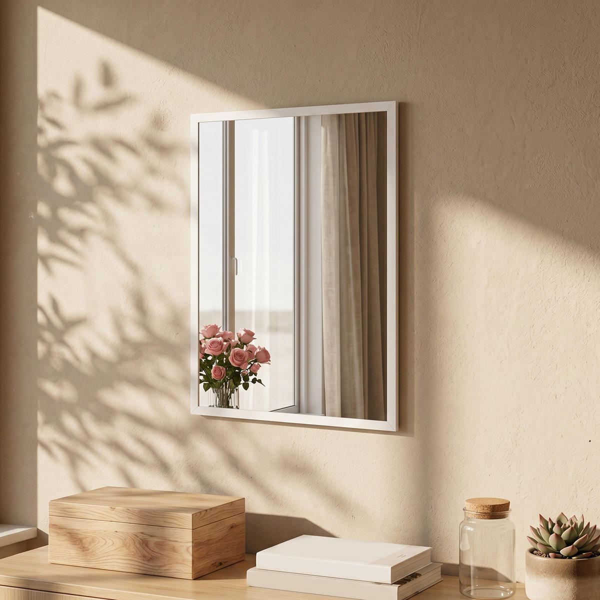 WANDSPIEGEL MDF Glas Weiß - Weiß, Holzwerkstoff (2/70/50cm) - HOMCOM