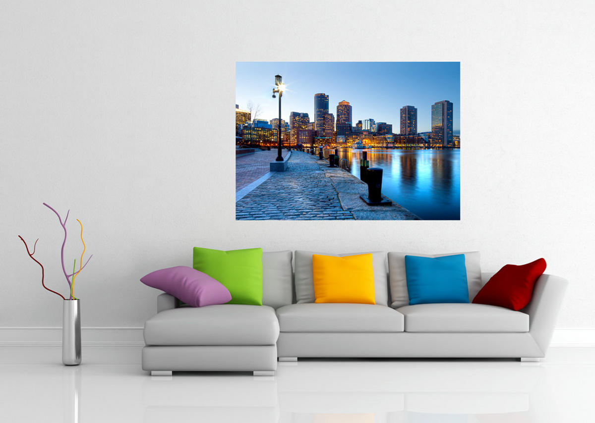 FOTOTAPETE Stadtblick 180 x 127 cm - Blau, Papier (180/127cm) - Sanders & Sanders