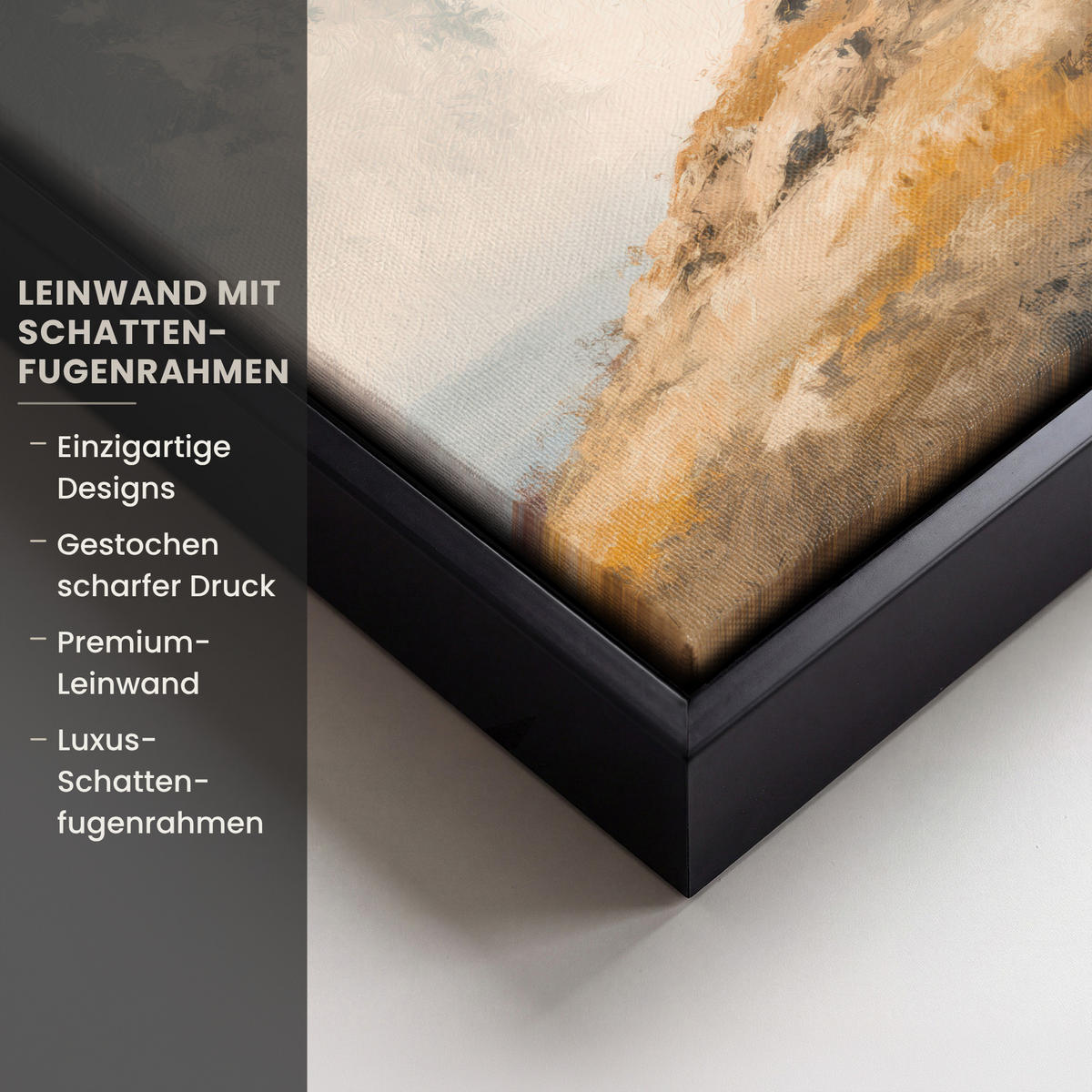 LEINWAND Bilder mit Rahmen - Hügel - Abstrakt - Christentum - Kreuz - 20x20 - Hellgrau, Textil (20/20cm) - MuchoWow