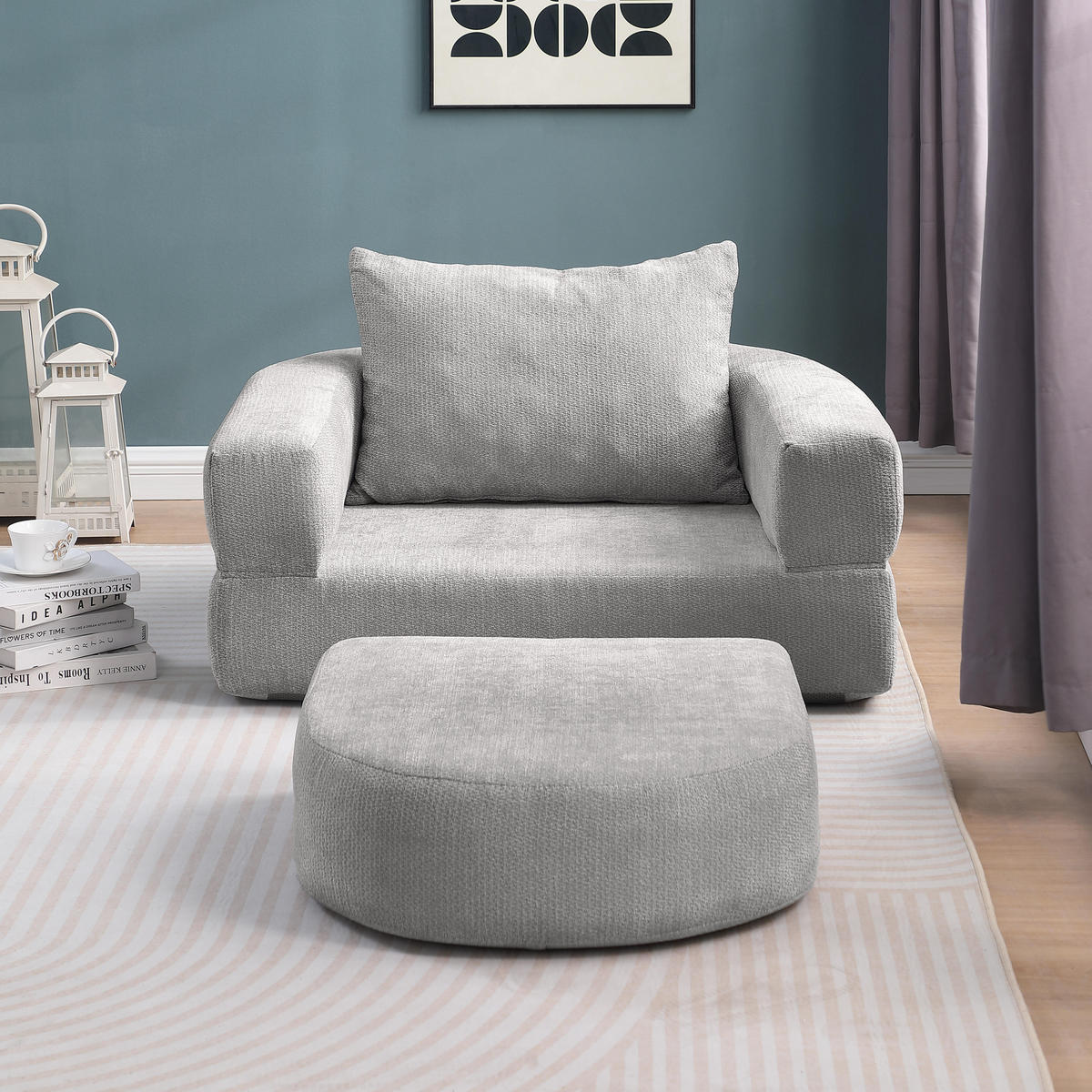 SOFA Chenille Hellgrau - Hellgrau, Textil (101/41/179cm) - WISHDOR