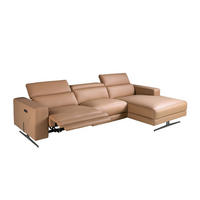 ECKSOFA mit Chaiselongue rechts aus braunem Leder 305/170/100 cm - Edelstahlfarben/Braun, Leder/Metall (305/170cm) - ANGEL CERDA