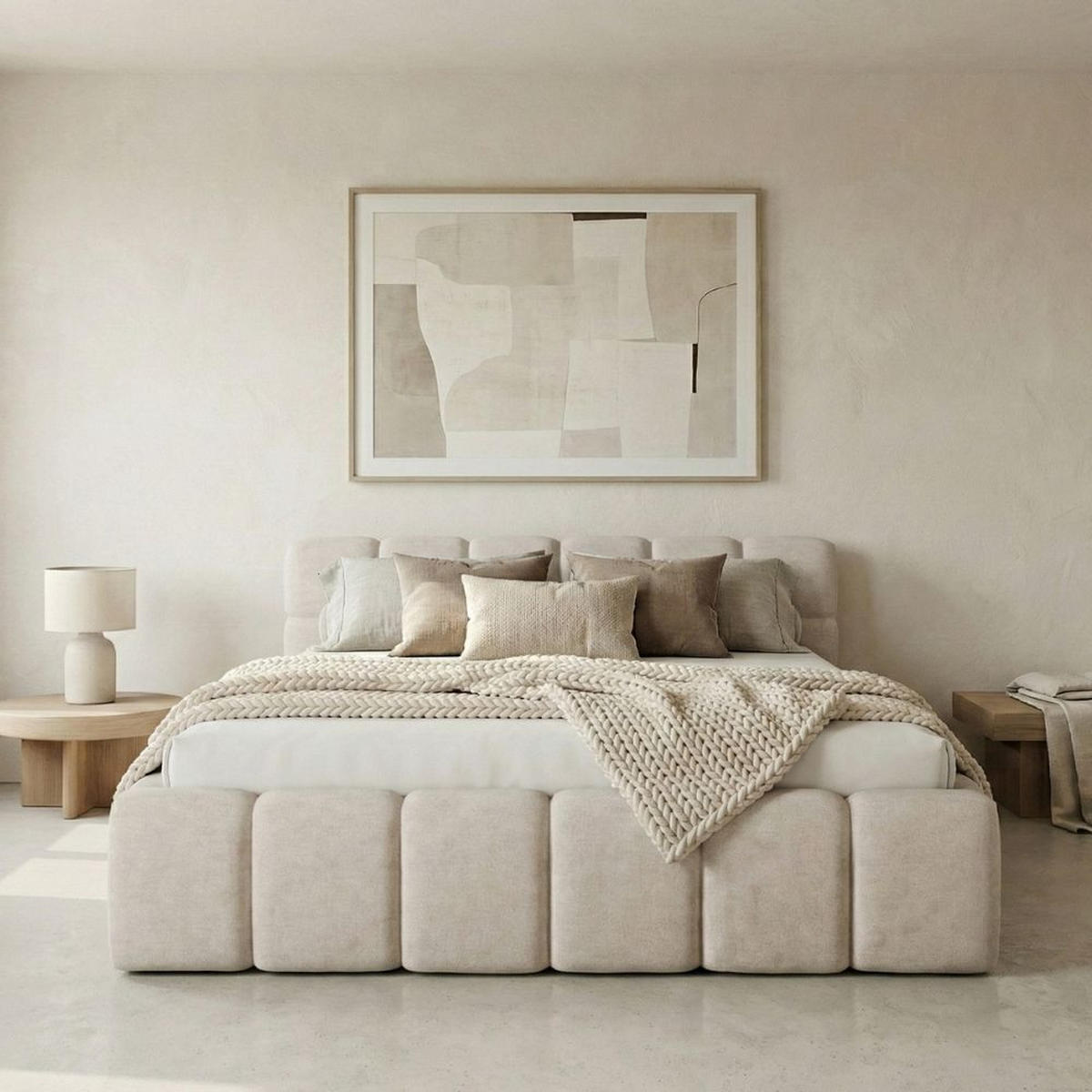 POLSTERBETT NUBO Medium 140x200 cm mit Bettkasten – PERFECT HARMONY 77 - Dunkelblau, Holz - Dekori_Interiors