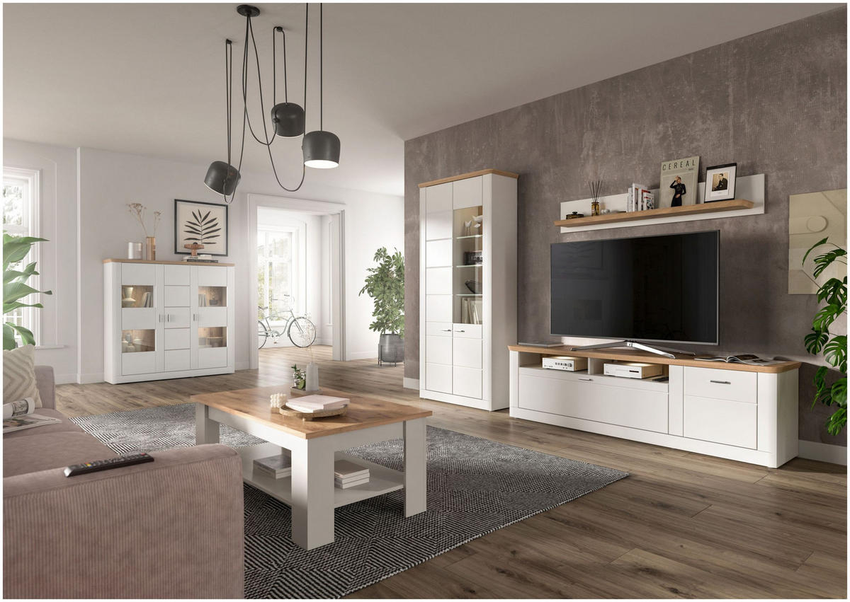 WANDBOARD Aarhus weiß Nox Oak Nachbildung - Weiß, Holzwerkstoff (150/25/22cm) - Xonox