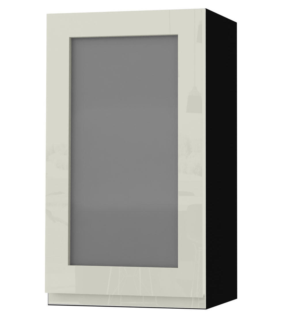 HÄNGESCHRANK Florence W2S/40 Schwarz / RAL 1013 perlweiß HG 40 / 32,5 / 72cm - Türanschlag rechts - Weiß Hochglanz/Schwarz, Holz/Holzwerkstoff (40/72/32.5cm) - Feldmann-Wohnen