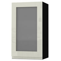 HÄNGESCHRANK Florence W2S/40 Schwarz / RAL 1013 perlweiß HG 40 / 32,5 / 72cm - Türanschlag rechts - Weiß Hochglanz/Schwarz, Holz/Holzwerkstoff (40/72/32.5cm) - Feldmann-Wohnen
